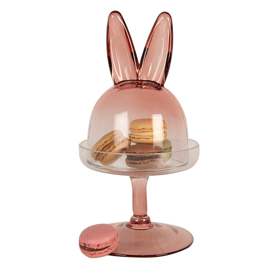Glass Dome Bunny Cloche Bell Jar - Pink