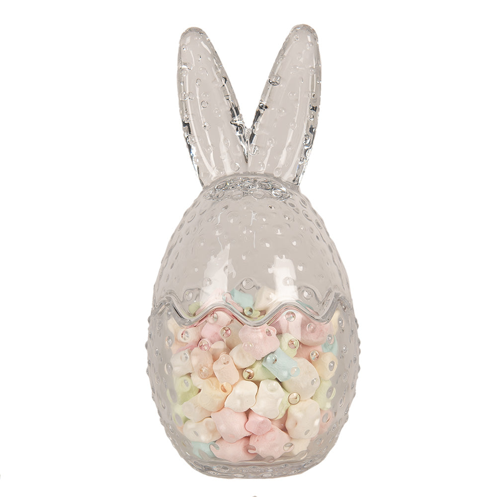 Glass Storage Jar with Bunny Ears - Clear or Pink