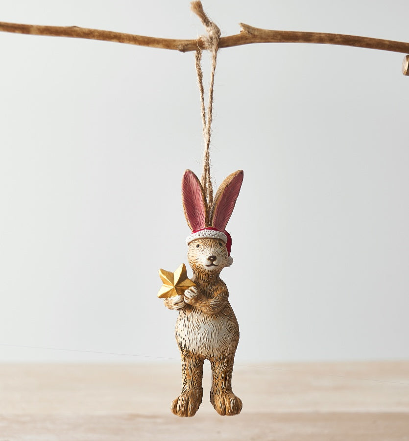 Standing Santa Rabbit With Star or Present