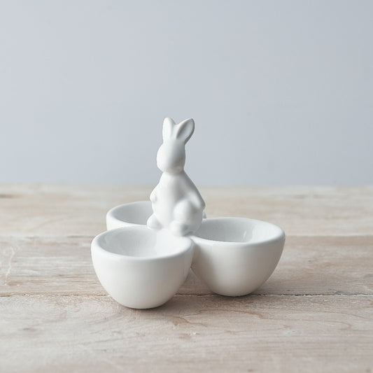 White Bunny Three Egg Cup