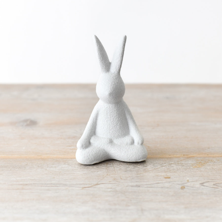 Set of 3 White Yoga Bunny Ornaments