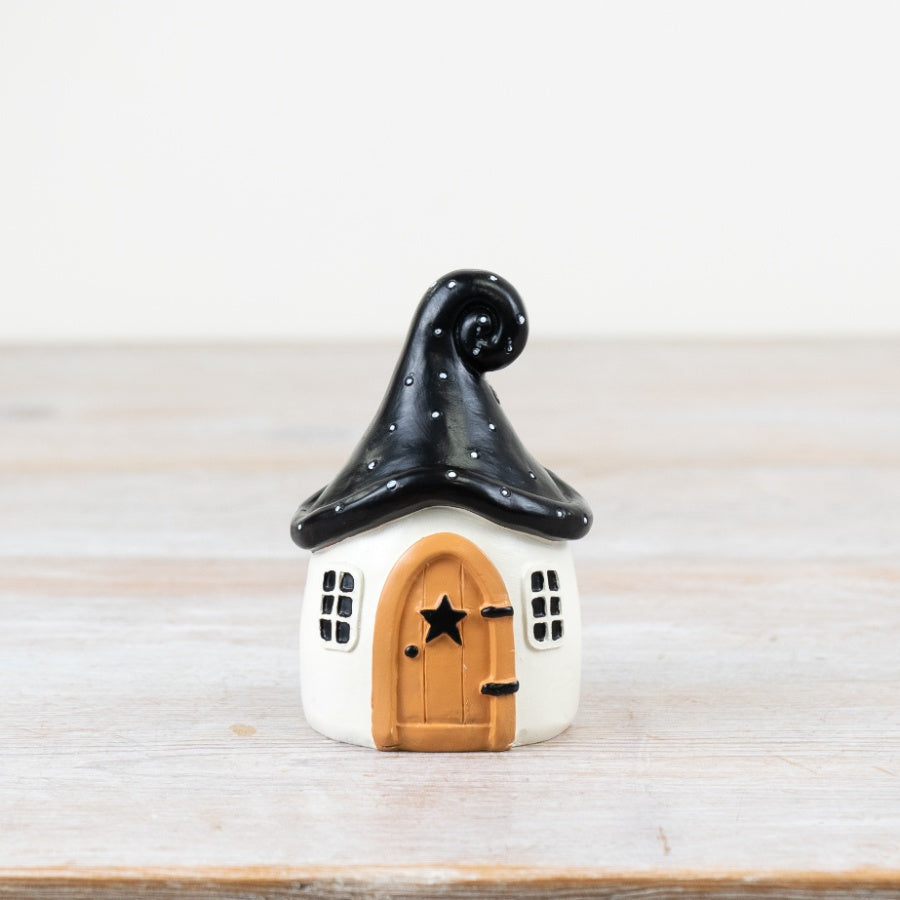Witch Hat Black Roofed Houses - set of 2