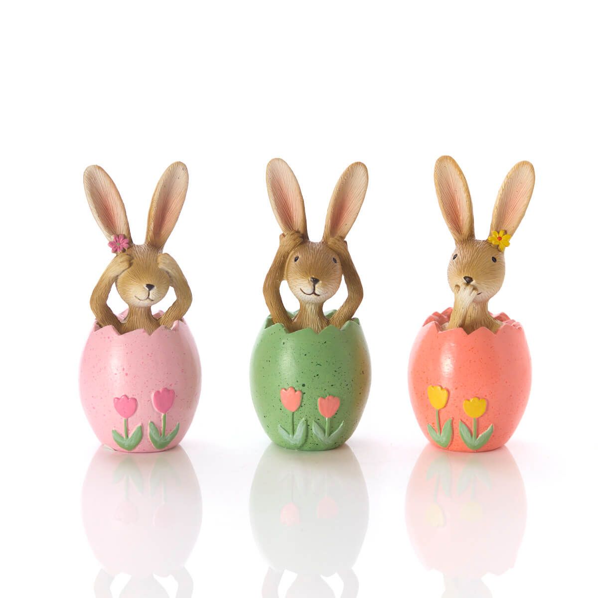 See Hear Speak Resin Bunny Ornaments