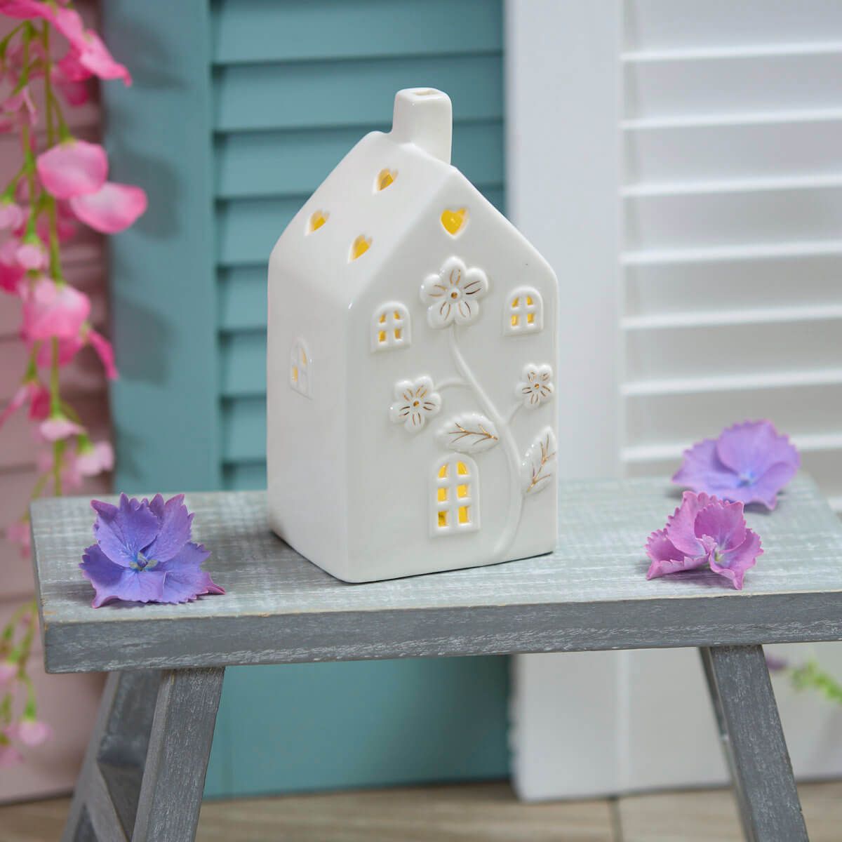 White Porcelain Floral Houses