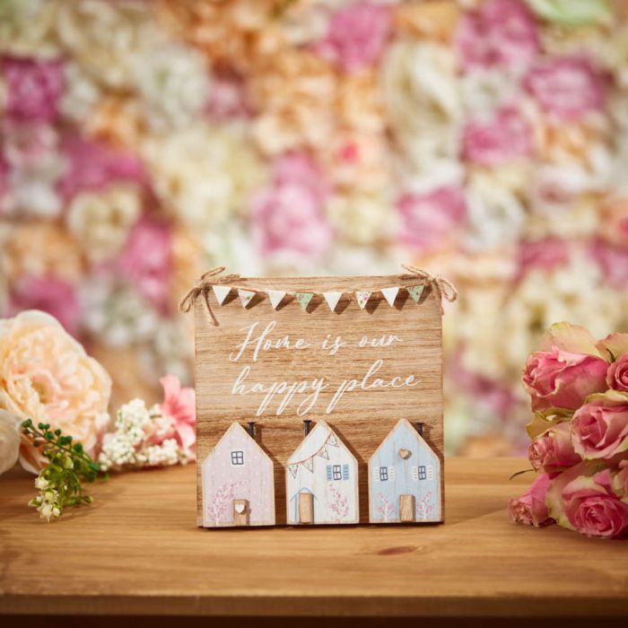 Home Is Our Happy Place 3D House Easel Plaque