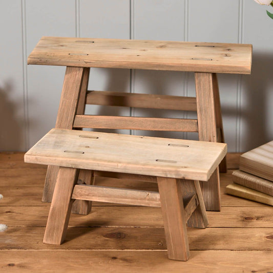 Recycled Wood Ornamental Styling Stool - 2 sizes