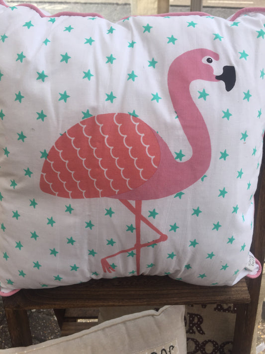 Square Pink & White Flamingo Cushion