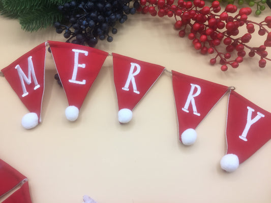 Red Merry Christmas Bunting Garland