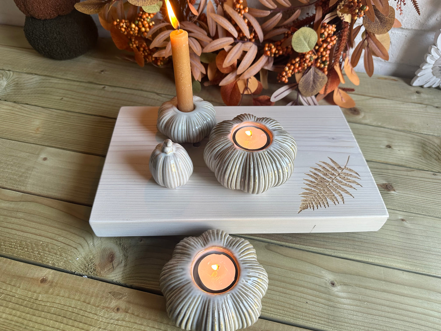 White Pumpkin Candle Holder - 2 styles available