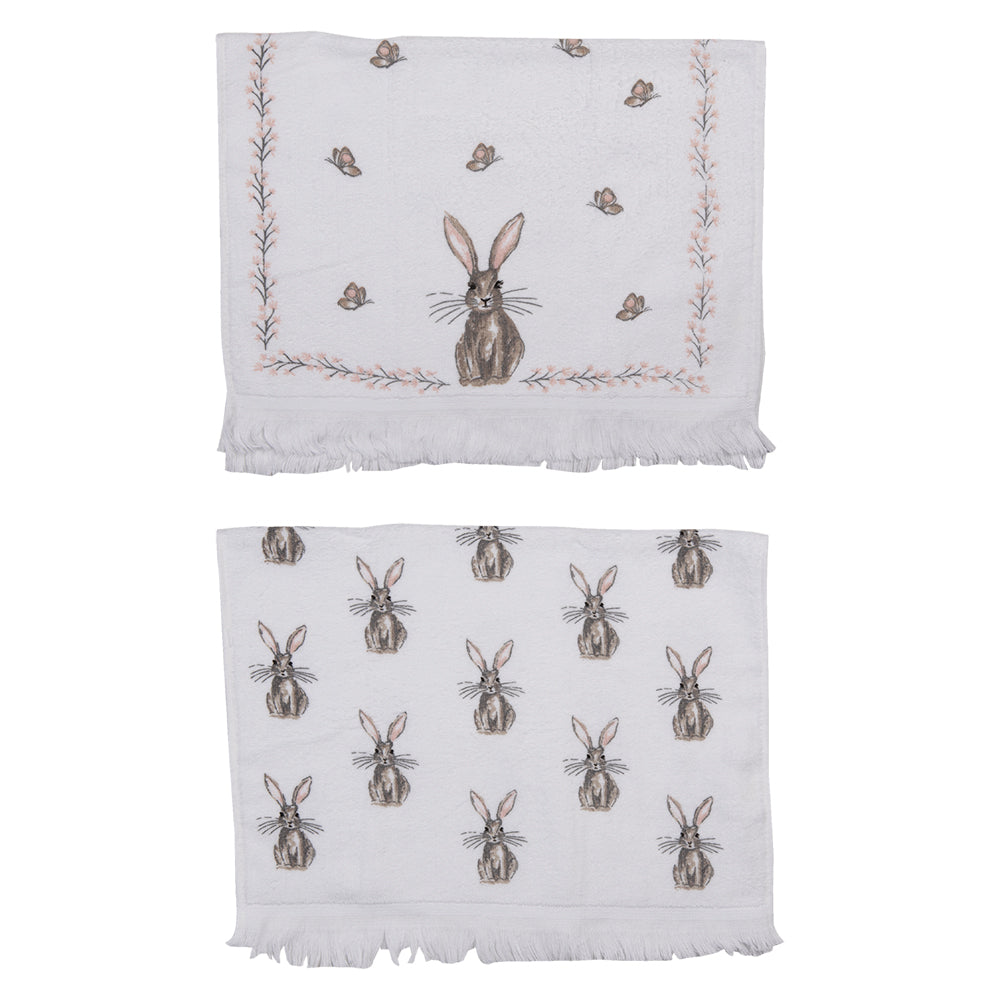 Set of 2 Bunny Hand Towels