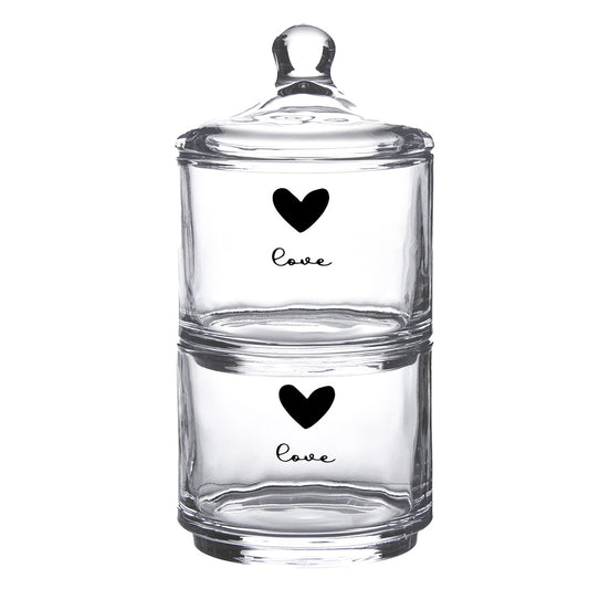 Stacking Storage Jars with Hearts - Single or Pair