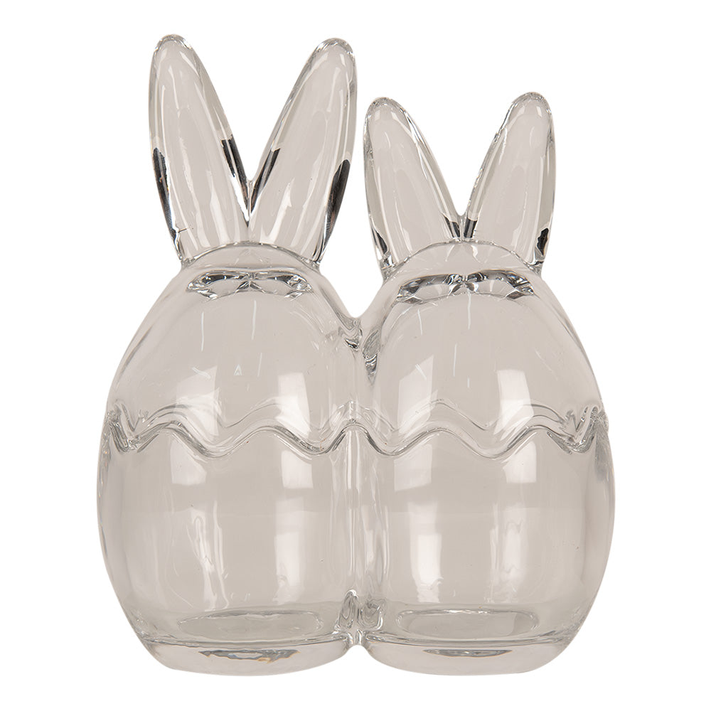 Twin Glass Storage Jars with Bunny Ears