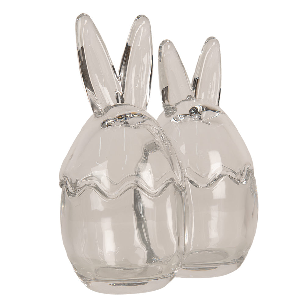 Twin Glass Storage Jars with Bunny Ears