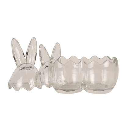 Twin Glass Storage Jars with Bunny Ears