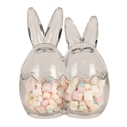 Twin Glass Storage Jars with Bunny Ears