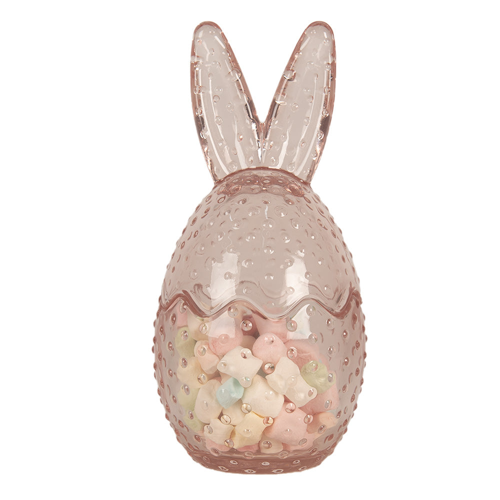 Glass Storage Jar with Bunny Ears - Clear or Pink