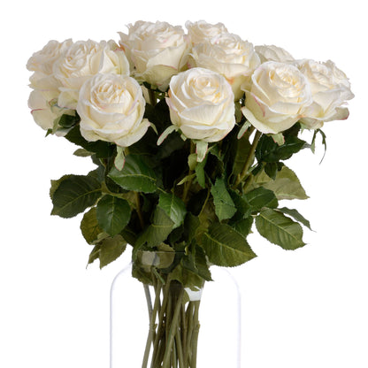 Traditional White Rose Faux Stem