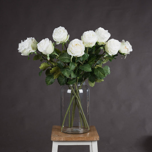 Traditional White Rose Faux Stem