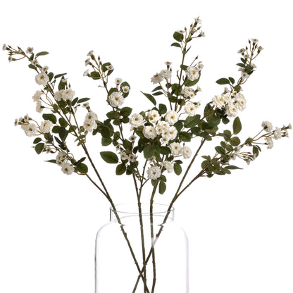 White Wild Meadow Rose Faux Spray