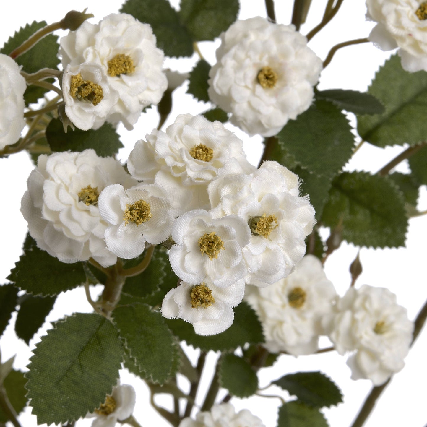 White Wild Meadow Rose Faux Spray