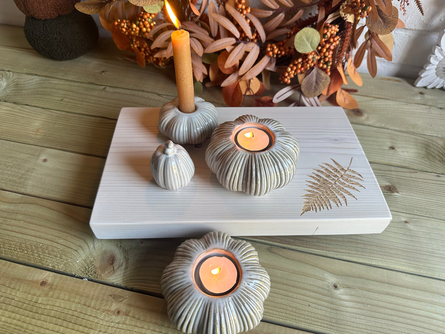 White Pumpkin Candle Holder - 2 styles available