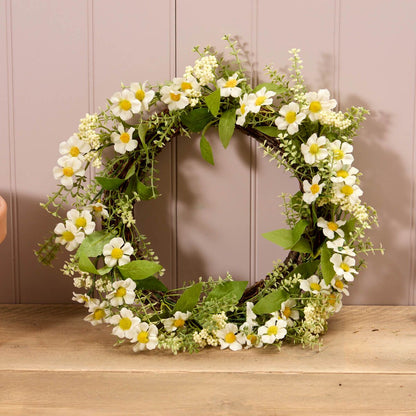 White Floral Faux Spring Wreath