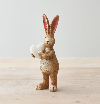 Jasper Rabbit Ornaments with White Heart - sitting or standing