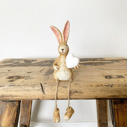 Jasper Rabbit Ornaments with White Heart - sitting or standing