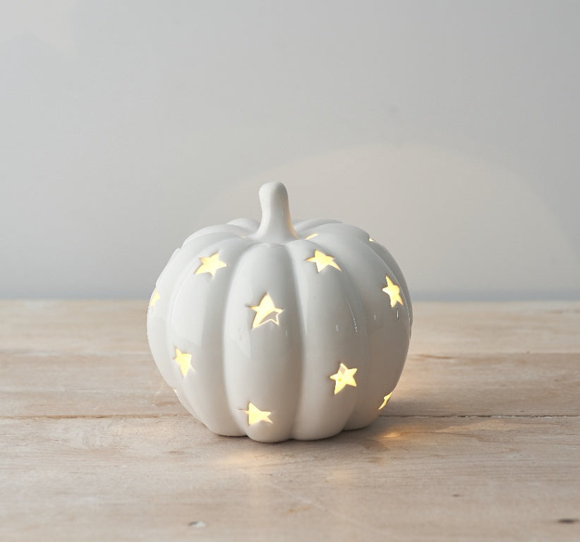 LED Ceramic Pumpkin - White or Grey