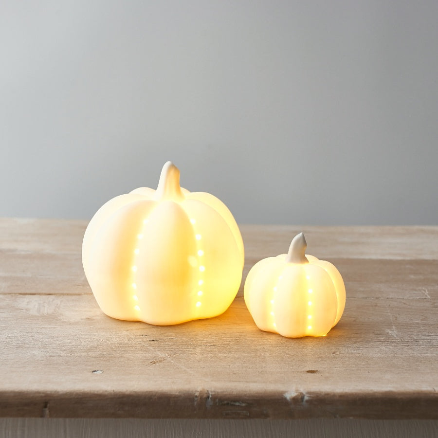 Ceramic LED Pumpkins - set of 2