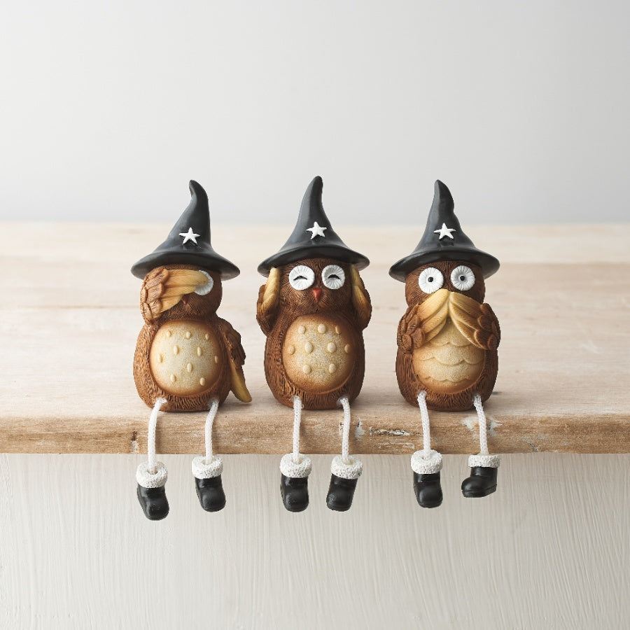 Witch Halloween Owls, 3 assorted - set or singles