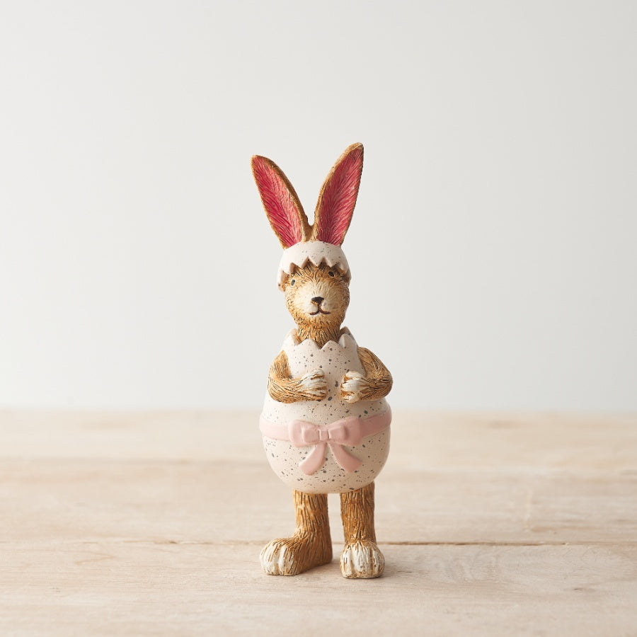 Resin Rabbit with Speckled Egg Ornament
