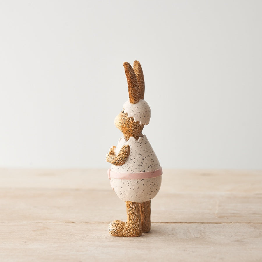 Resin Rabbit with Speckled Egg Ornament
