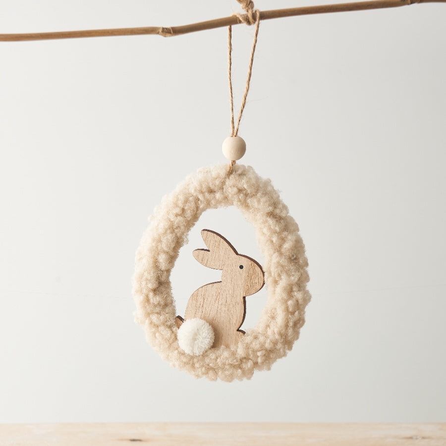 Set of 2 Hanging Sherpa Easter Bunny Ornaments