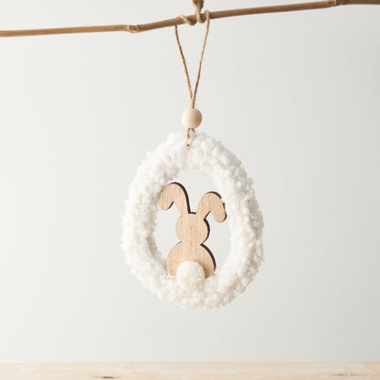 Set of 2 Hanging Sherpa Easter Bunny Ornaments