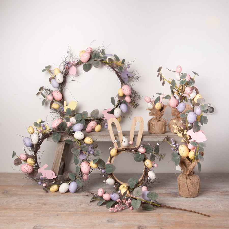 Artificial Pastels Easter Egg Wreath - 2 styles available