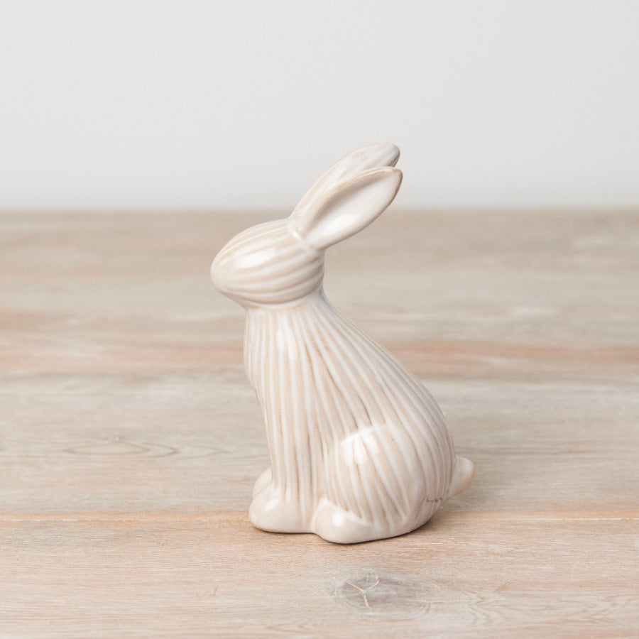 Set of 2 Ribbed Easter Bunny Ornaments