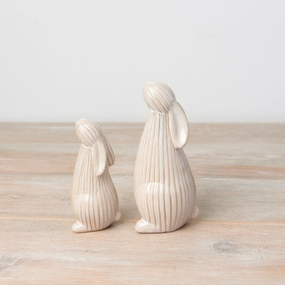 Set of 2 Ribbed Easter Bunny Ornaments - Shabbyquins