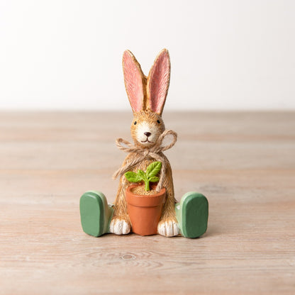 Set of 2 Gardening Themed Bunny Ornaments