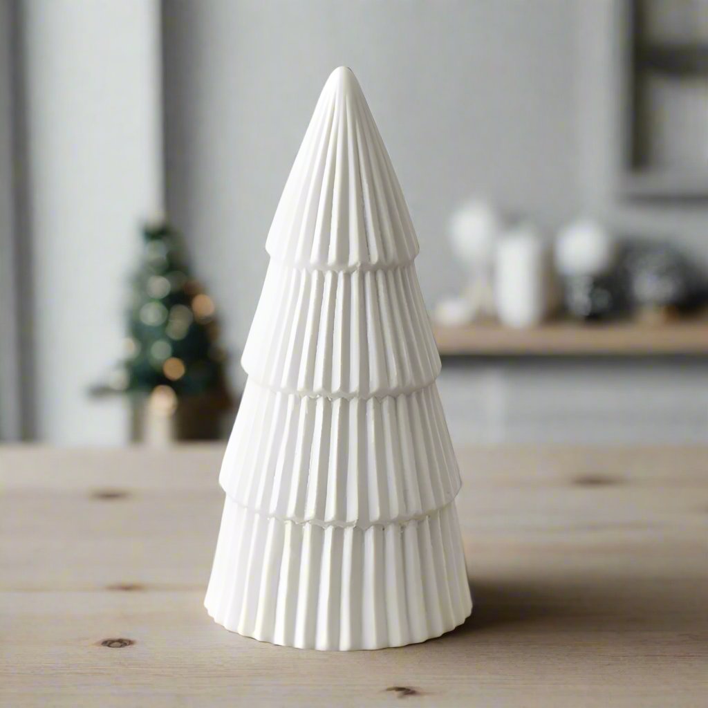 Set of 3 White Glazed Christmas Trees