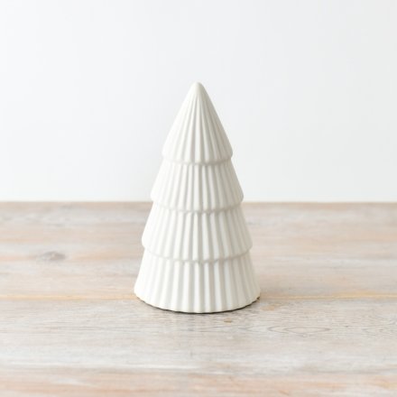 Set of 3 White Glazed Christmas Trees