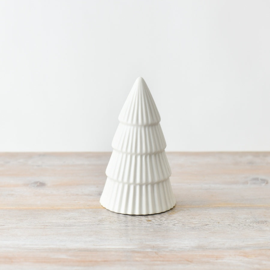 Set of 3 White Glazed Christmas Trees