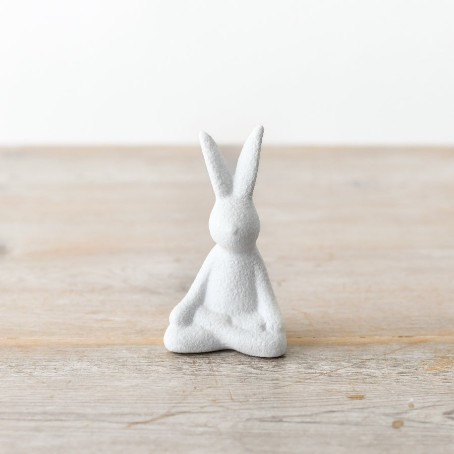 Set of 3 White Yoga Bunny Ornaments