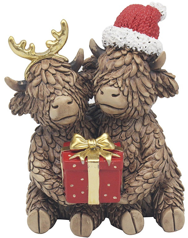 Christmas Highland Cow Couple