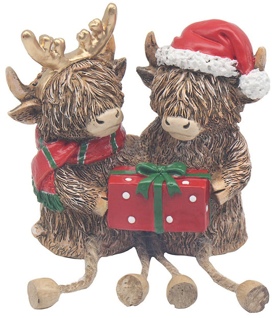 Christmas Highland Cow Shelf Sitter