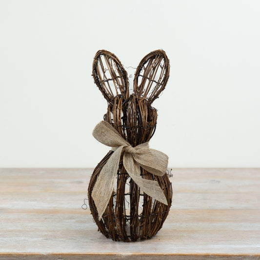 Rattan Bunny Easter Decoration With Bow