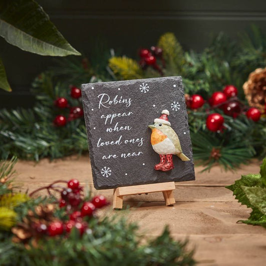 Christmas Robins Appear Slate Plaque