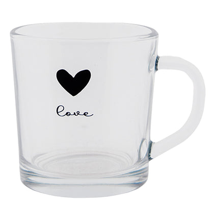 Glass Heart Mug, Water Glass & Carafe