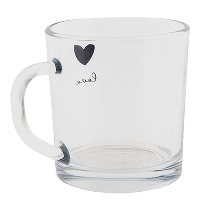 Glass Heart Mug, Water Glass & Carafe