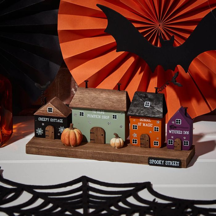 Spooky Street Wooden Halloween Block